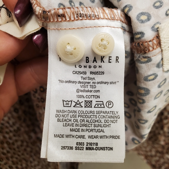 Ted Baker 'Dunston' Long Sleeve Retro Dot Shirt XL/XXL - Picture 9 of 11